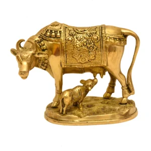 Brass Cow and Calf Statue – Handcrafted Decorative Sculpture - BR-259-A