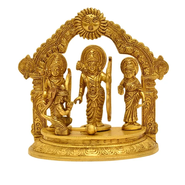 Handcrafted Brass Ram Darbar Idol – Lord Ram, Sita, Lakshman & Hanuman Statue - BR-260-A - Image 1