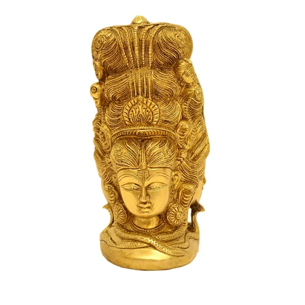 Divine Brass Lord Shiva Head Idol – Antique Finish - BR-286-A - Image 1