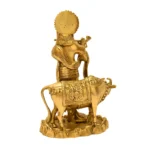 Brass Krishna with Cow Idol Playing Flute BR-288-A - Image 3