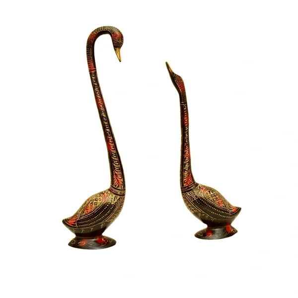 Elegant Brass Swan Pair – Handcrafted Decorative Sculpture Set - BR-296-A - Image 1