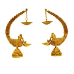 Traditional Brass Hanging Peacock Diya Pair – Antique Finish - BR-298-A(Set of 2)