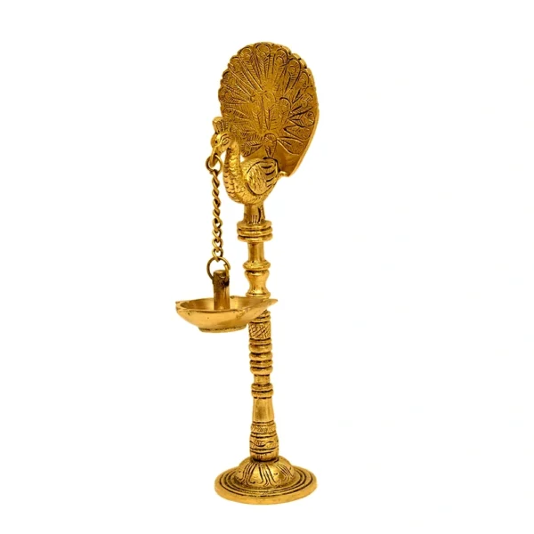 Brass Peacock Hanging Diya | Traditional Oil Lamp - BR-263-A - Image 1