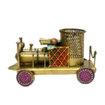 Handcrafted Metal Train Engine Pen Holder – Vintage Desk Organizer – I-177-A