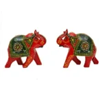 Handcrafted Red Wooden Elephant Figurines - WD-119-A (Set of 2)