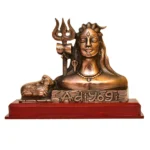 Adiyogi Shiva Idol with Nandi | Antique Finish | Spiritual Decor for Home, Office & Gifting - G-219-A