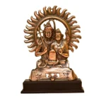 Antique Shiva Parvati Idol with Shivling and Sun Aura - G-33-A