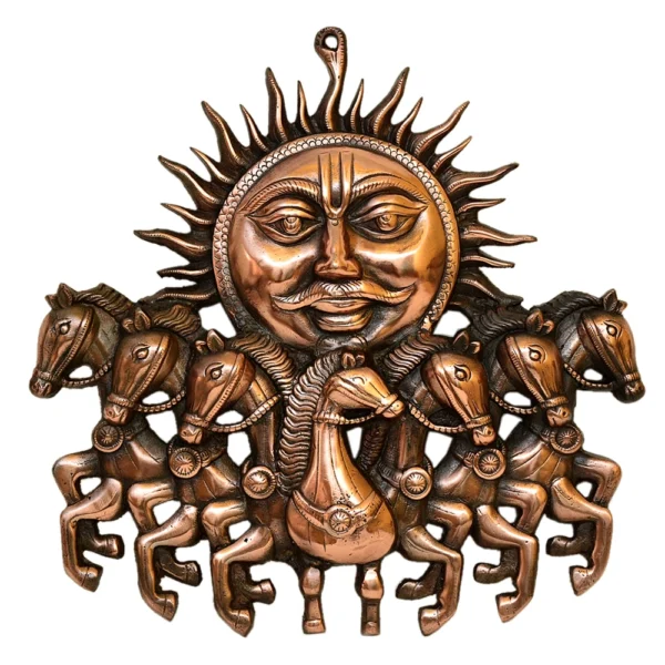 Handcrafted Surya Dev Wall Hanging (Bronze Finish) - G-226-B - Image 1