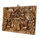 Radha Krishna Wall Hanging Antique Bronze Finish with Peacock Motif G-230-A - Image 3