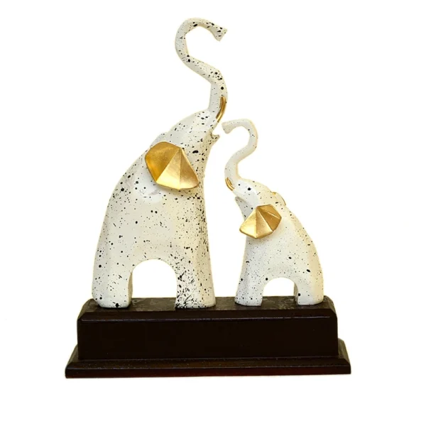 Elegant White Mother & Baby Elephant Figurine - F-9-A-W - Image 1
