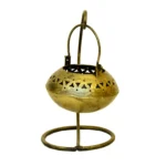 Antique Hanging Lantern with Curved Stand Handcrafted Decorative Candle Holder I-183-A - Image 2