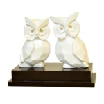White Twin Owl Decorative Figurine – Elegant Matte Finish - F-86-W