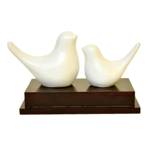 Elegant White Twin Birds Showpiece | Symbol of Peace & Togetherness - F-109-W