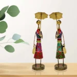 Colorful Handcrafted Metal Lady Figurine Set Umbrella Ladies (Set of 2) I-184-A - Image 4