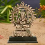 CraftEarth Black Metal Ganesha with Chakra Plate with Wooden Stand G-64-B - Image 5