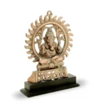 CraftEarth Black Metal Ganesha with Chakra Plate with Wooden Stand G-64-B - Image 2
