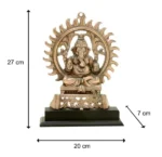 CraftEarth Black Metal Ganesha with Chakra Plate with Wooden Stand G-64-B - Image 4
