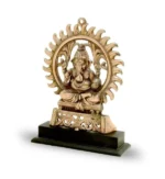 CraftEarth Black Metal Ganesha with Chakra Plate with Wooden Stand G-64-B - Image 3