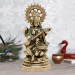 Elegant Black Metal Saraswati Idol - G-84-E - Image 5
