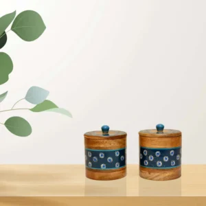 Handcrafted Wooden Storage Jars (Set of 2) - WD-104-A