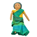 Handcrafted Fabric Doll in Traditional Green Saree “Pati” Grandma-Inspired Soft Toy GD-10 - Image 7