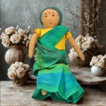 Handcrafted Fabric Doll in Traditional Green Saree “Pati” Grandma-Inspired Soft Toy GD-10 - Image 10