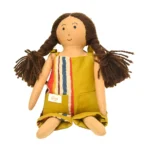 Handmade Fabric Doll in Mustard Striped Overalls Soft Toy for Imaginative Play GD-7 - Image 7