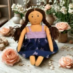 Handcrafted Fabric Doll in Blue Floral Dress Soft, Safe & Gift-Ready GD-5 - Image 7