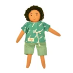 Handmade Fabric Doll “Reghu” in Green Kurta & Shorts GD-19 - Image 7
