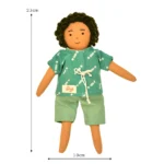 Handmade Fabric Doll “Reghu” in Green Kurta & Shorts GD-19 - Image 4