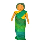 Handcrafted Fabric Doll in Traditional Green Saree “Pati” Grandma-Inspired Soft Toy GD-10