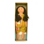 Handmade Fabric Doll in Mustard Striped Overalls Soft Toy for Imaginative Play GD-7 - Image 3