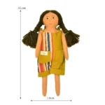 Handmade Fabric Doll in Mustard Striped Overalls Soft Toy for Imaginative Play GD-7 - Image 5