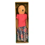 Handmade Fabric Animal Doll “Kutty Cow” in Red & Indigo Printed Dress GD-15 - Image 4