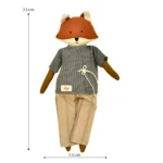 Handmade Fabric Animal Doll “Kutty Fox” in Casual Kurta Set GD-14 - Image 5