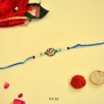 Star Motif Designer Rakhi - RK-39 | Blue Thread with Pearl & Bead Accents - Image 2