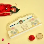 Star Motif Designer Rakhi - RK-39 | Blue Thread with Pearl & Bead Accents - Image 3