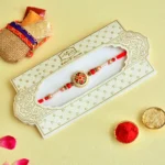 Traditional Mandala Charm Rakhi – RK-84 | Classic Red Beaded Designer Rakhi Thread for Brother - Image 2
