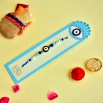 Blue Evil Eye Rakhi – RK-85 | Stylish Rakhi with Beads & Nazar Suraksha Charm for Brother - Image 2