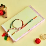 Traditional Bhaiya Bhabhi Rakhi Set – RK-134 | Multicolor Beaded Rakhi with Tassel Lumba for Bhabhi - Image 2
