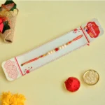 Pearl Bead Rakhi – RK-152 Red Center Stone - Image 2