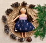 Handcrafted Fabric Doll in Blue Floral Dress Soft, Safe & Gift-Ready GD-5 - Image 2