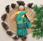 Handcrafted Fabric Doll in Traditional Green Saree “Pati” Grandma-Inspired Soft Toy GD-10 - Image 2