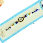 Blue Evil Eye Rakhi – RK-86 | Elegant Thread Rakhi with Turquoise & Navy Beads for Protection & Style - Image 4
