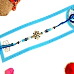 Mandala Evil Eye Rakhi – RK-92 | Intricate Mandala-Inspired Charm with Blue & White Beads for Protective Blessings - Image 4