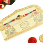 Elegant Peacock Feather with Om Spritual Rakhi - RK-38 - Image 3