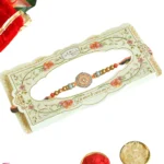 Classic Designer Rakhi – RK-54 | Multicolor Thread with Pastel Enamel & Metallic Beads - Image 4