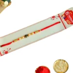 Elegant Rose Bead Rakhi with Red Thread – RK-153 - Image 4