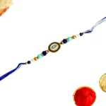 Blue Evil Eye Rakhi – RK-86 | Elegant Thread Rakhi with Turquoise & Navy Beads for Protection & Style - Image 3