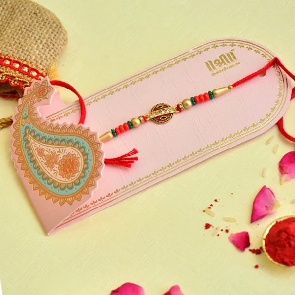CraftEarth Handcrafted Traditional Beaded Rakhi with Infinity Symbol – Rakhi for Brother – RK-2